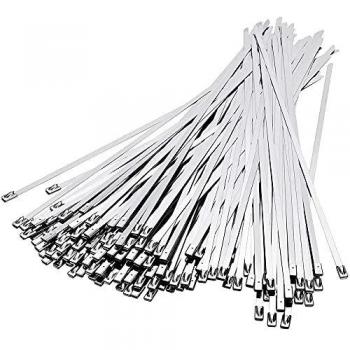 Bridas Metalicas 100 Piezas, Deecam 300mm×4,6mm Bridas de Acero Inoxidable, Multiusos Bridas Acero Inoxidable para Fijación de Tuberías, Reparación de Cercas y Atado de Cables