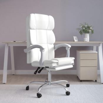 Silla de oficina reclinable de cuero sintético blanco vidaXL