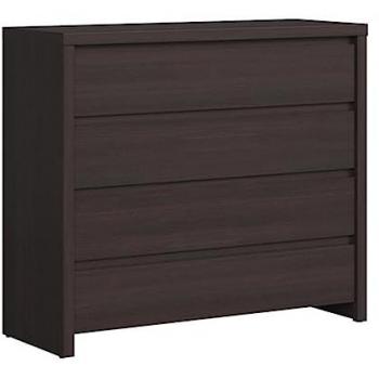 Cómoda 4 cajones estratificada beige oscura y wengué