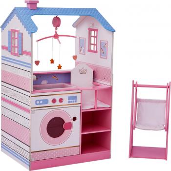 Olivia's Little World Two-Sided 6-in-1 Wooden Baby Doll Changing Station, Multi - Pink