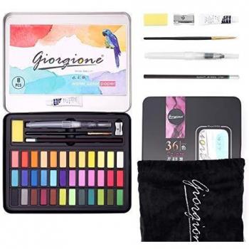 DazSpirit 36 Colores Caja Acuarelas Profesionales & Papel de Acuarela. Versátil, Vibrante y Portátil