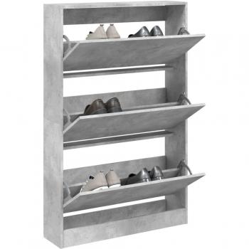 Zapatero de madera de ingeniería gris hormigón 80x21x125,5 cm