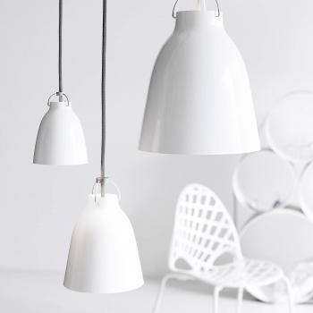 Lámpara colgante Caravaggio P2, blanca brillante, 25.8 cm, cable gris