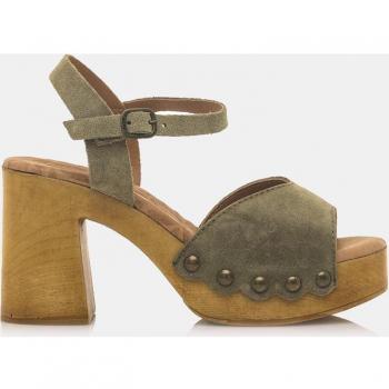 Sandalias de mujer en piel con plataforma y tacón bloque