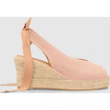 Alpargatas de cuña de mujer en lino color rosa Lodi