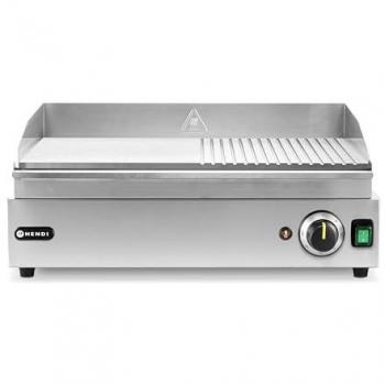 Plancha Eléctrica Hendi 2400W con Placa Semi-Ranurada y Lisa, 527x404mm, Temperatura Ajustable hasta 300°C