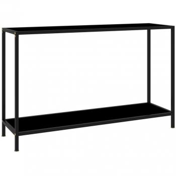 Mesa de consola vidaXL vidrio templado 120x35x75 cm transparente, negro y blanco, ideal como mesa de sofá o entrada para salón