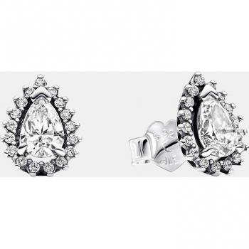 Pandora Sparkling Pear Halo Stud Earrings in Sterling Silver with Cubic Zirconia