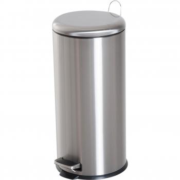 HOMCOM Cubo de Basura con Apertura a Pedal, Volumen de 30 L, Acero Inoxidable, Dimensiones Ф29,2x62,9 cm, Color Plateado