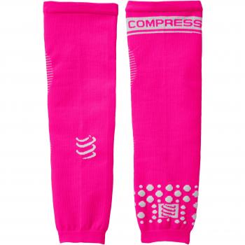 Compressport Arm Force - Calentadores de brazos de running para hombre, color rosa fluorescente, talla S