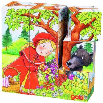 Puzzle de Cubos de Madera Cuento de Hadas - 9 Cubos con 6 Motivos Diferentes