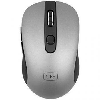 1Life -1IFEMWBLAZE- Raton óptico inalambrico con Sensor 1600DPI, 6 Botones, tecnologia inalambrica, sensibilidad ajustabe, Color Negro/Gris