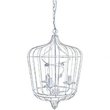 Lámpara de techo metal jaula blanco 37x37x55 cm