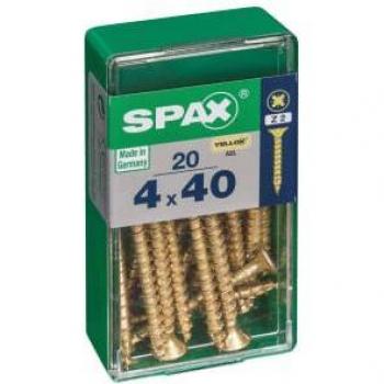Tornillo para Madera Spax Cabeza Plana Bicromatado Pozi Yellox 4x40 mm - Paquete de 20 Unidades