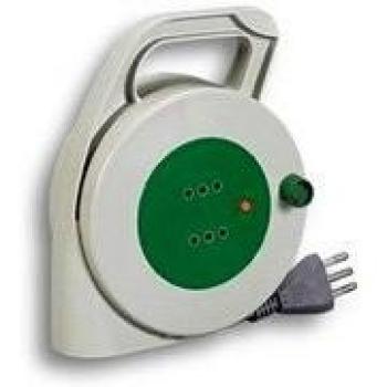 Enrollador de Cable 5m 3x1 10A+T con 2 Tomas
