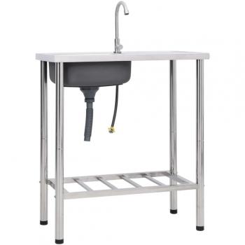 Fregadero de camping con grifo de acero inoxidable