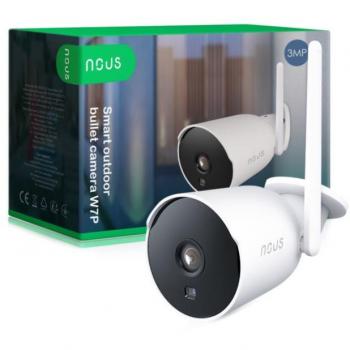 Cámara de Vigilancia IP Exterior NOUS W7P 3MP con WiFi y Visión Nocturna IR hasta 15m, Resistente al Agua IP66