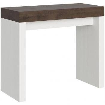 Consola extensible 90x40/196 cm Roxell Mix Small Tapa Nogal - Estructura Fresno Blanco