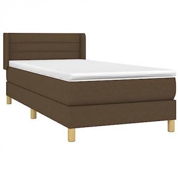 Cama Box Spring con Colchón de Tela Marrón Oscuro 80x200 cm
