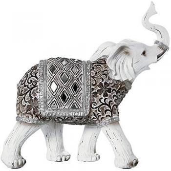 Figura Decorativa Elefante Blanco Plástico 12 x 26 x 27 cm