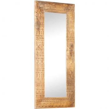 Espejo tallado a mano de madera maciza de mango 110x50x2,5 cm Marrón