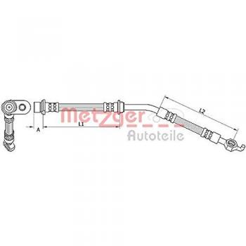 Latiguillo de freno Metzger 4110786 para Toyota Yaris P9, delantero derecho