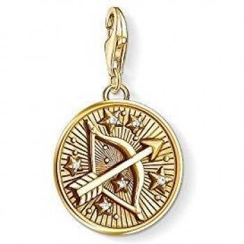 Thomas Sabo - Colgante de Mujer Charm Zodíaco Sagitario Charm Club, Plata de Ley 925, baño de oro amarillo de 18 quilates, Dorado