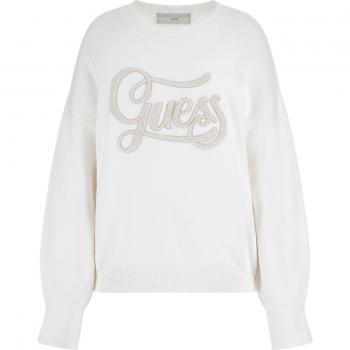 Guess Jeans Elegant Crew Neck Embroidered Sweater - S
