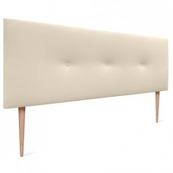 Cabecero de Polipiel Acolchado Liso con Botones y Patas 145x105cm - Vainilla, para Camas 120/135/140 cm, Diseño Moderno y Lujo