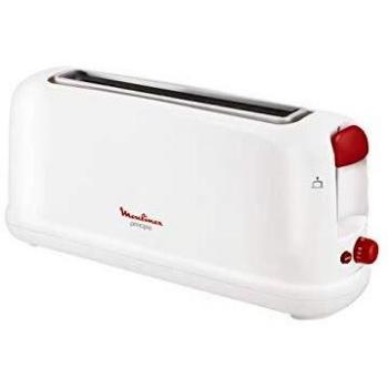 Moulinex Principio LS160111 - Tostadora de una ranura larga de 25 cm, bandeja recoge-migas con 7 niveles de tueste, modo de descongelación y botón apagado, para gran variedad de pan, Color Blanca