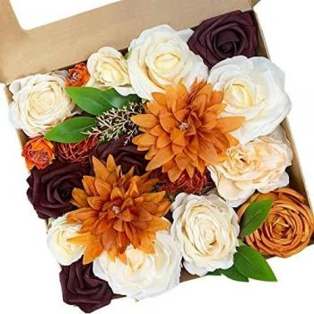 Roqueen Flores Artificiales Dalia Flores Falsas de Seda para DIY Ramos de Boda Centros de Mesa Arreglos Fiesta Nupcial Fiesta de Bebe Casa Decoraciones