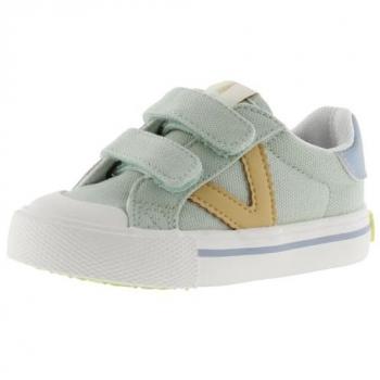 Zapatillas de lona para niños Victoria Aguamarina con logotipo en contraste y doble cierre adherente