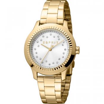Esprit Joyce Women's Stainless Steel Analog Watch - Yellow Gold Strap, Silver Grey Dial
