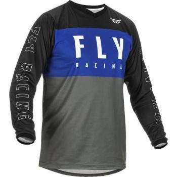 Maillot Enduro de Manga Larga FLY Racing F-16 Juvenil Negro Gris Azul (Tamaño S)