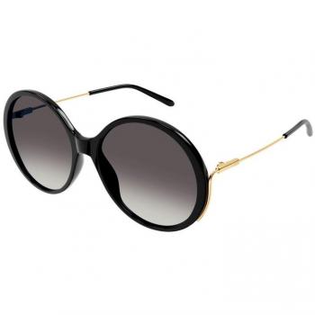 Chloé Elys Round Sunglasses - Black/Gray Gradient - Size: 58 MM - Female with Original Accessories