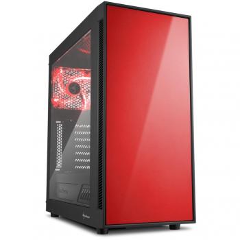Sharkoon AM5 WINDOW - Caja de Ordenador, PC Gaming, Semitorre ATX, Negro/Rojo
