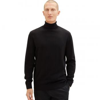 Jersey de hombre de manga larga y cuello alto color negro