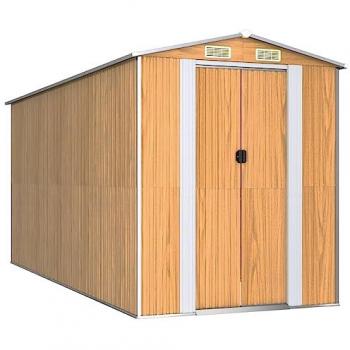 vidaXL Garden Shed Light Brown 192x440x223 cm Galvanised Steel