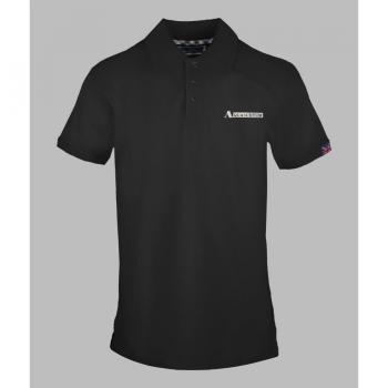 Aquascutum Men's Boxed Logo Black Polo Shirt - Size Small