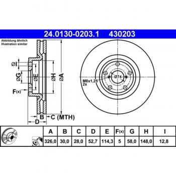 Disco de freno ATE 24.0130-0203.1, frente, ventilado, 1 pieza