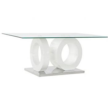 Mesa de Centro DKD Home Decor Blanco Transparente Madera Cristal Madera MDF 110 x 60 x 45 cm