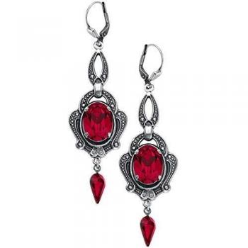 Krikor Blood Red Mujer Pendientes Plateado, Metal,