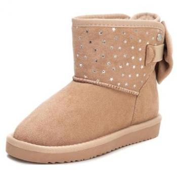 Xti - Botines de niña estilo australiana con tachas metálicas, Color: Beige, Talla: 28