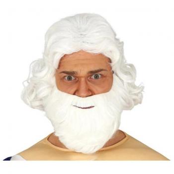 Peluca y Barba Blanca Dios del Mar en Caja para Fiestas Guirca