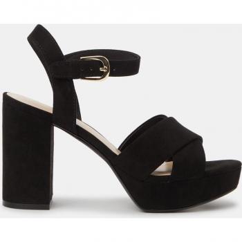 Sandalias de mujer Green Coast en negro de tiras cruzadas con pulsera al tobillo y tacón bloque