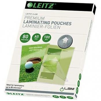 Pouches de Laminación Leitz iLAM UDT A5 80 Micrones Brillantes - Pack de 100
