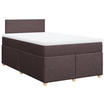 Cama box spring con colchón tela marrón oscuro 120x190 cm