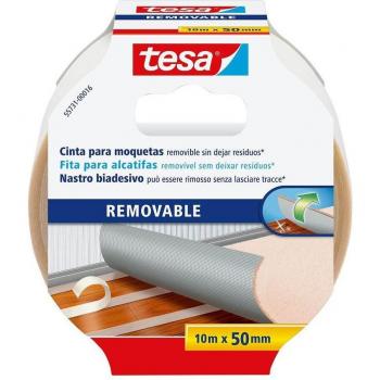 Cinta Adhesiva Tesa Doble Cara Extrafuerte para Moquetas 50mm x 10m Removible