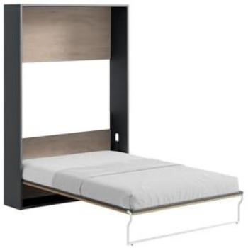 Cama abatible 140 x 200 cm - Apertura vertical manual - Color natural y antracita - Malina II