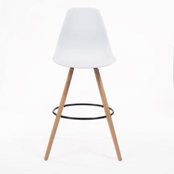 Taburete Alto de Cocina Postquam Berlin | Polipropileno y Madera de Haya | Diseño Ergonómico con Respaldo y Reposapiés | Color Blanco | Dimensiones 46 x 55 x 70 cm |